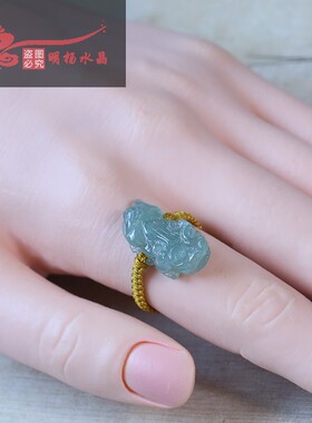 明杨原创玉貔貅戒指小貔貅女款