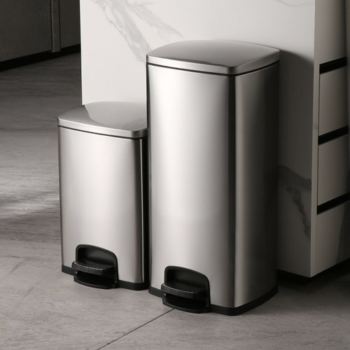 带盖不锈钢垃圾桶脚踩商用厨房酒店餐厅高档脚踏大容量卫生间厕所 - 图0