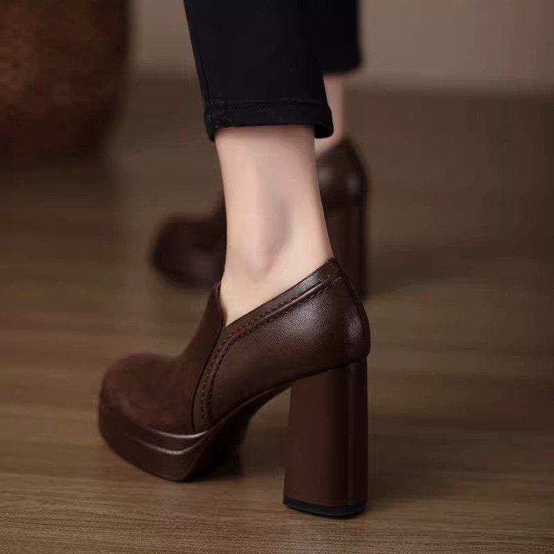 10cm小个子不累脚防水台高跟鞋女2026年新款网红厚底磨砂软皮单鞋,淘宝优惠券,粉丝福利购,淘宝优惠卷