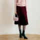 Yanyu retro simple pleated skirt velvet skirt