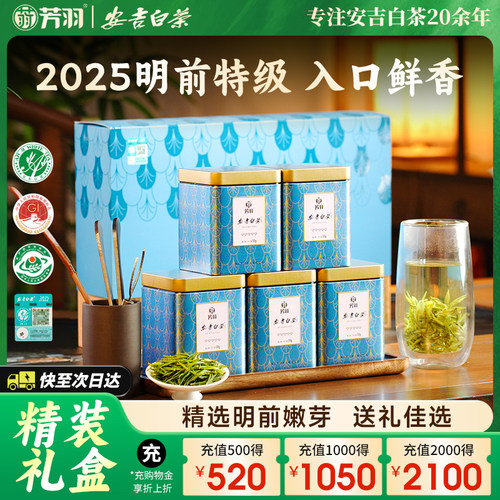 2026新茶芳羽安吉白茶明前特级礼盒送长辈礼正宗高档茶叶250g特级 - 图1
