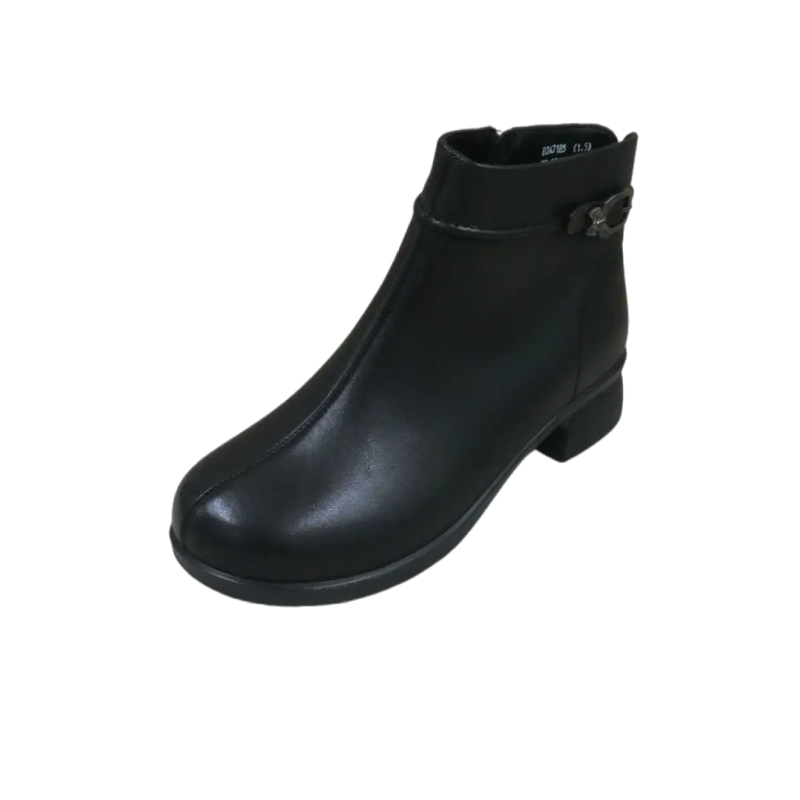 必胜马牛皮休闲女鞋2024冬复古轻质软面侧拉链保暖加绒低跟短筒靴,淘宝优惠券,粉丝福利购,淘宝优惠卷