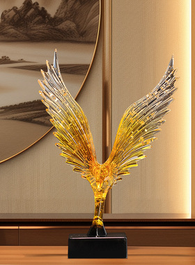 大鹏展翅飞鹰摆件高档办公室柜装饰品客厅酒柜电视柜摆设现代简约