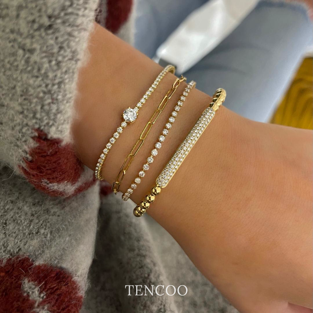 TENCOO小排钻金珠珠弹力绳手链复古金色手链,淘宝优惠券,粉丝福利购,淘宝优惠卷