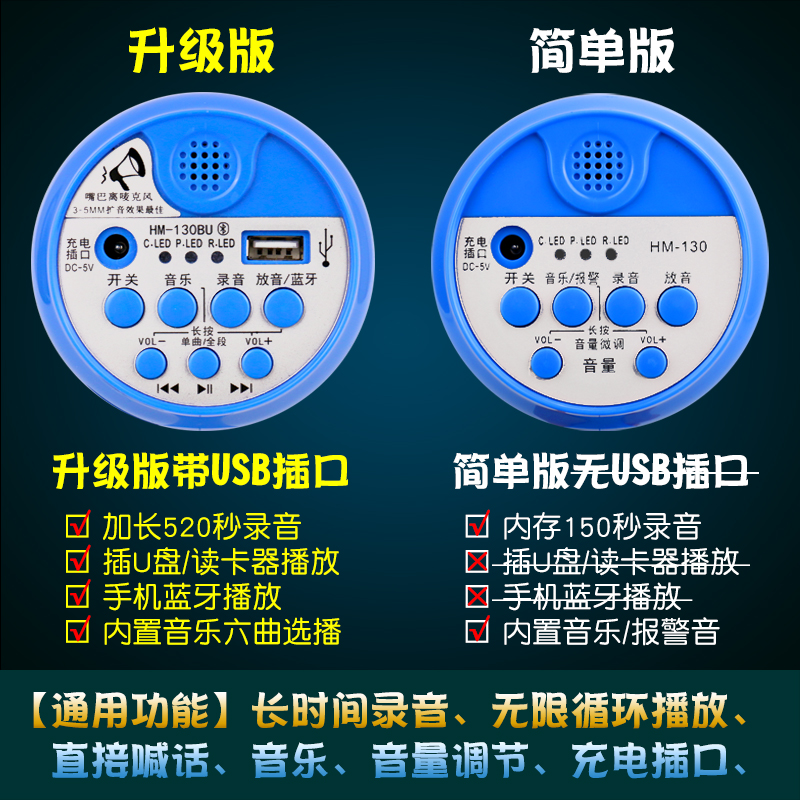 E之音充锂电池蓝牙USB盘手持录扩喊话器喇叭大声公摆地摊促销宣传-图1