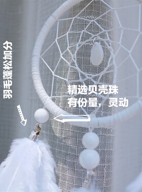 捕梦网 diy材料包 母贝壳 手工车饰挂饰 梦幻白色羽毛 礼物礼盒装