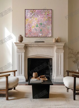 小众手绘肌理油画绿意生机现代简约田园风森林系装饰画样板间挂画