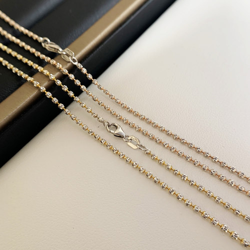 意大利闪流星链18K金项链彩金750白金黄金玫瑰金钻石链素链颈饰女 - 图1