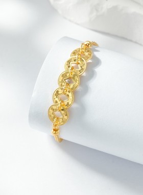 维琪亚足金999碎冰冰五钱币手链