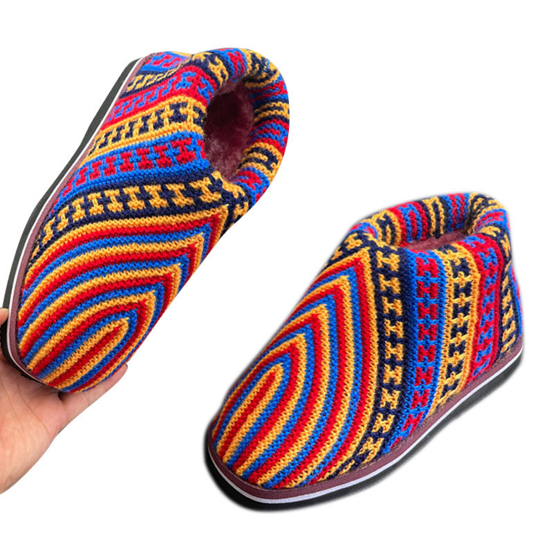 纯色毛线棉鞋拖鞋成品手工编织新款冬季保暖居家防滑男女老年鞋1,淘宝优惠券,粉丝福利购,淘宝优惠卷