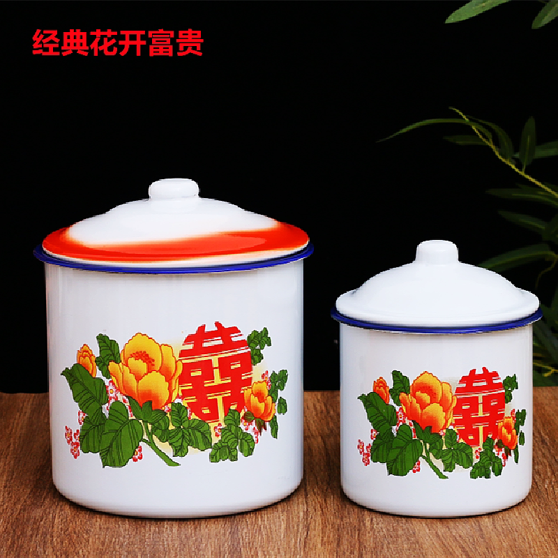 搪瓷杯大容量茶缸子怀旧老式铁洋瓷杯子经典口盅马克杯复古水缸杯_虎窝淘