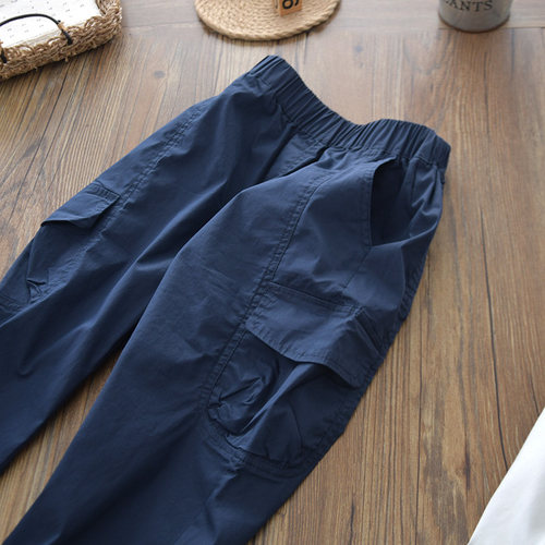 轻薄干爽~夏季男童梭织速干棉休闲工装长裤儿童超薄防蚊直脚裤子 - 图1