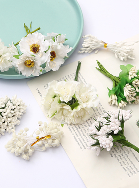 diy白色仿真手工发簪耳饰品花芯