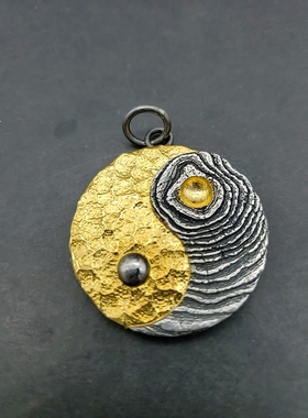 【太极八卦】吊坠项链纯银吊坠金银帅气民族银饰吊坠男女情侣项链