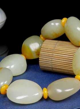 原石籽料带黄沁皮手串手链