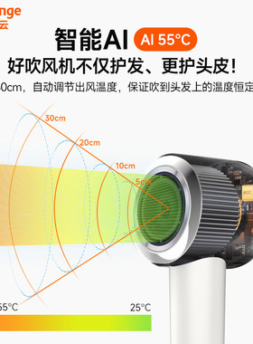 【升级AI】橙色云等离子高速吹风机H9家用智能大功率负离子护发