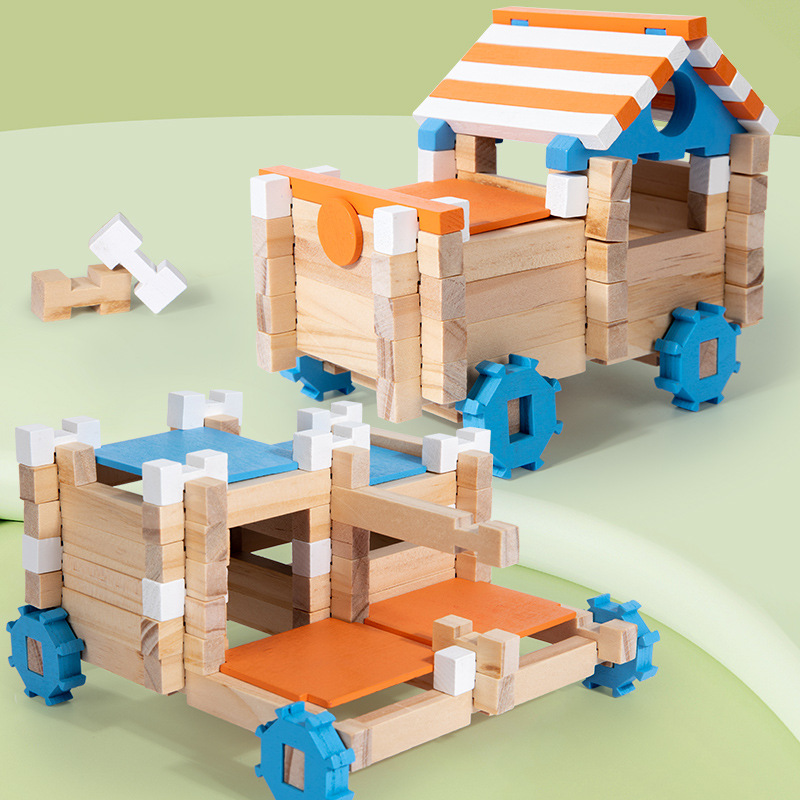 儿童木制鲁班榫卯积木建筑结构任意拼搭创意亲子互动DIY益智玩具 - 图0