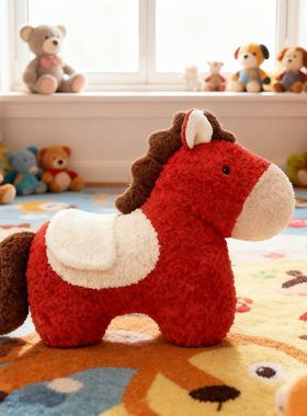 新年创意马年异形毛绒玩偶沙发客厅春节装饰摆件车载靠枕家居抱枕