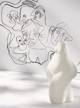 ins北欧白色简约创意陶瓷干花花瓶民宿展厅插花家居装饰摆件