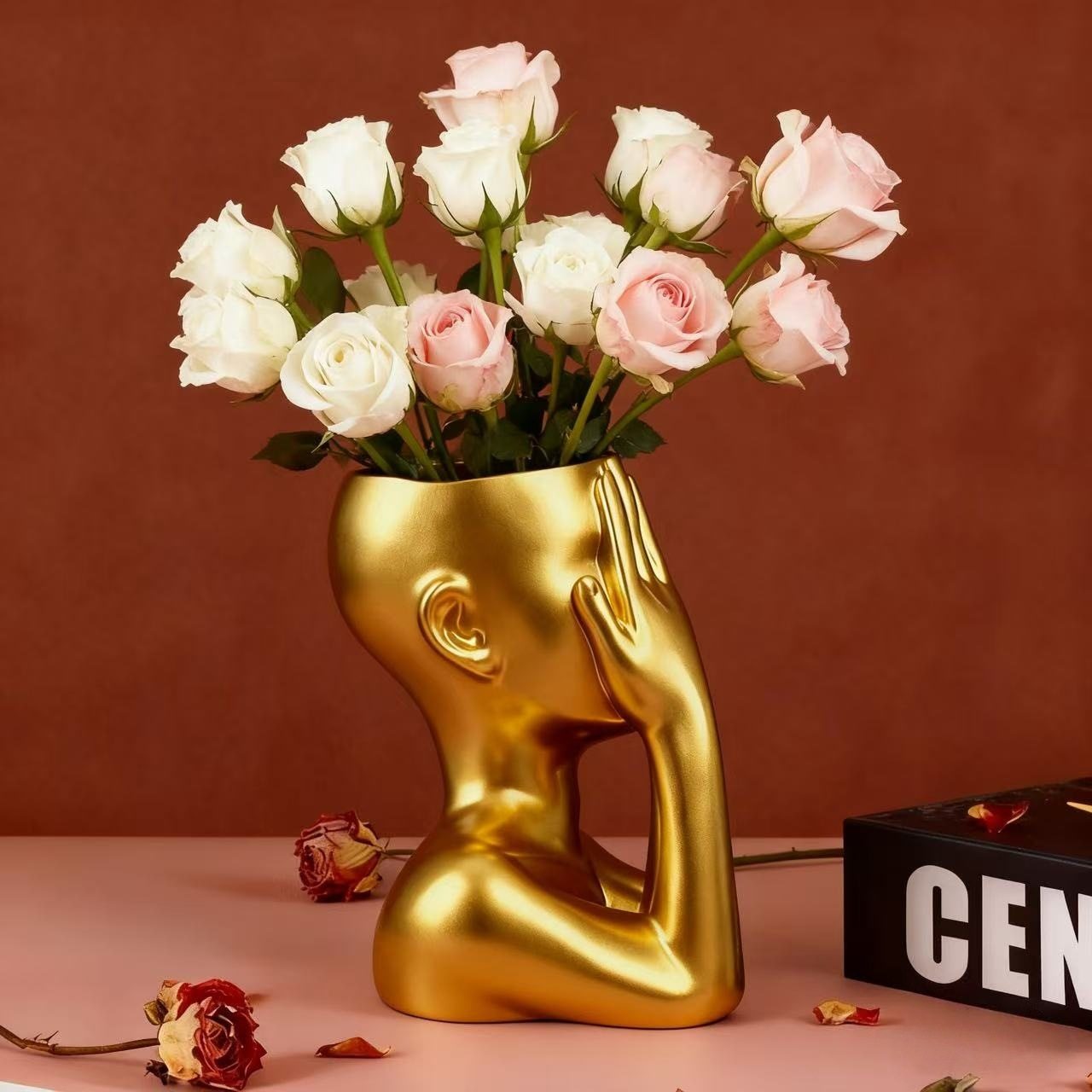 北欧风格花瓶捂脸插花玄关餐厅客厅装饰办公室干花鲜花摆件工艺品,淘宝优惠券,粉丝福利购,淘宝优惠卷