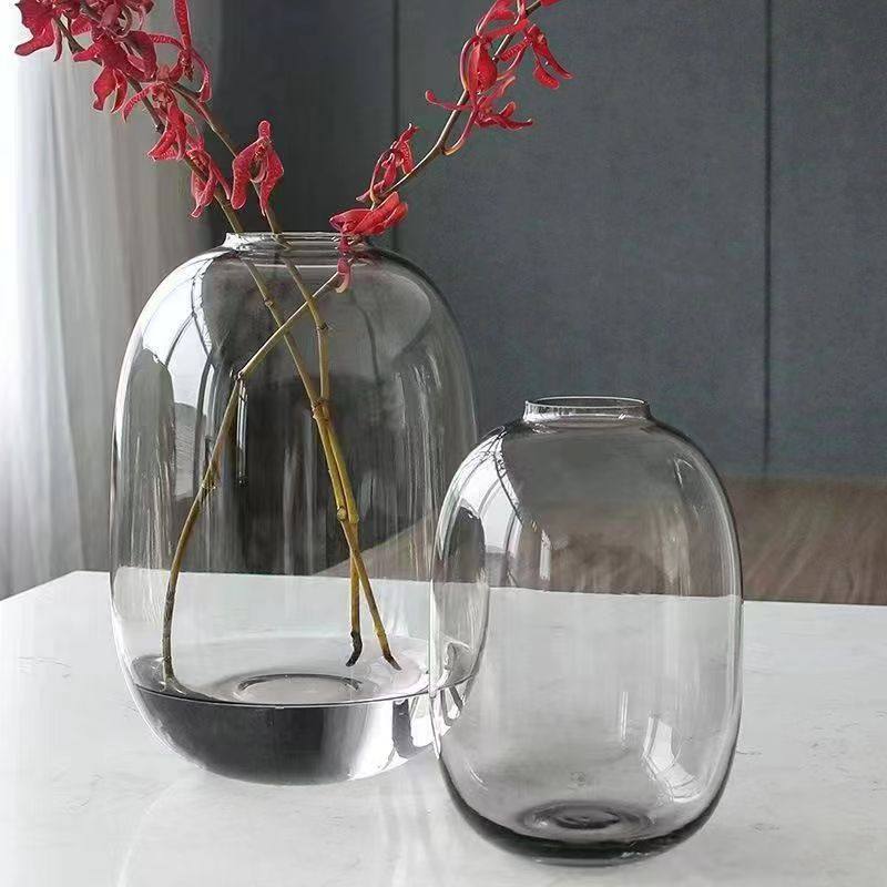 玻璃花瓶轻奢高级感大肚摆件插花客厅透明吊钟南天竹玄关极简鲜花,淘宝优惠券,粉丝福利购,淘宝优惠卷
