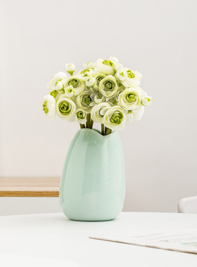 青瓷花瓶仿真花插花摆件家居客厅轻奢高级感装饰水培器皿花器