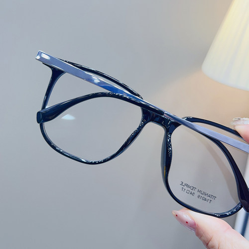 新品时尚百搭超轻板材眼镜框架男女复古素颜大框大脸潮配近视变色 - 图0