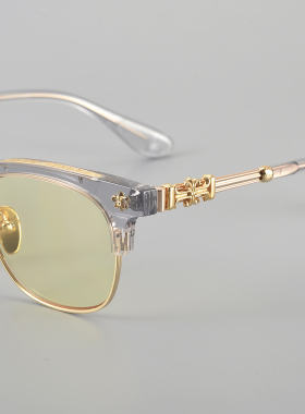 复古半框防紫外线墨镜可配近视