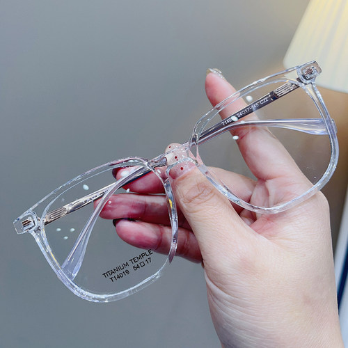 新品时尚百搭超轻板材眼镜框架男女复古素颜大框大脸潮配近视变色 - 图1