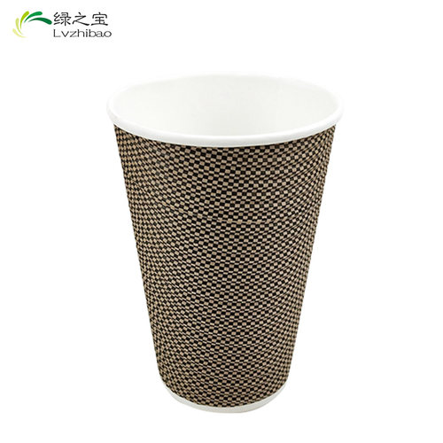 包邮一次性加厚纸杯8oz/16oz咖啡热饮防烫小布格瓦楞纸杯子100套 - 图3