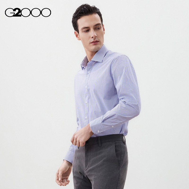 【免烫/莫代尔弹性/商场新款】G2000男装FW25通勤格纹长袖衬衫,淘宝优惠券,粉丝福利购,淘宝优惠卷