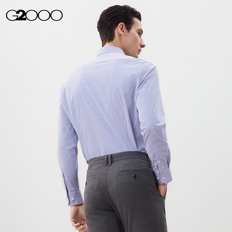 【免烫/莫代尔弹性/商场新款】G2000男装FW25通勤格纹长袖衬衫,淘宝优惠券,粉丝福利购,淘宝优惠卷
