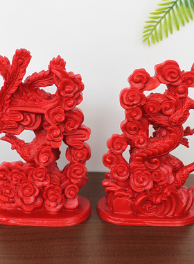 朱砂中式风龙凤呈祥订婚祝福摆件