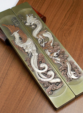 纯铜龙凤呈祥书桌镇纸压条中式