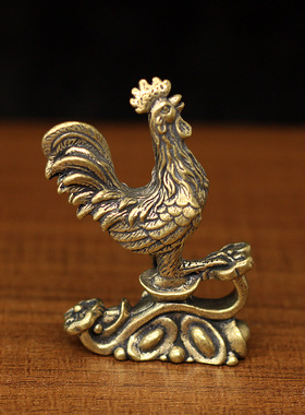迷你黄铜大吉大利生肖小公鸡摆件