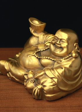 纯铜弥勒佛佛保平安车载摆件车内装饰品摆设车用洪福齐天高枕无忧