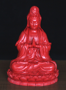 朱砂家居客厅玄关佛堂摆件大慈大悲观世音菩萨像摆设保平安站佛像