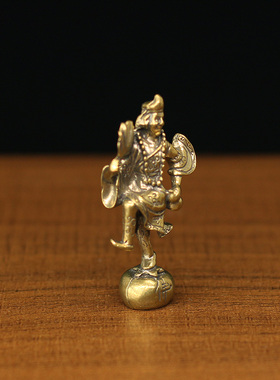 迷你黄铜济公活佛和尚人物摆件