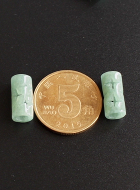 天然a货翡翠玉长形桶珠手工串珠腰链挂绳大孔玉珠散珠穿5/6号线