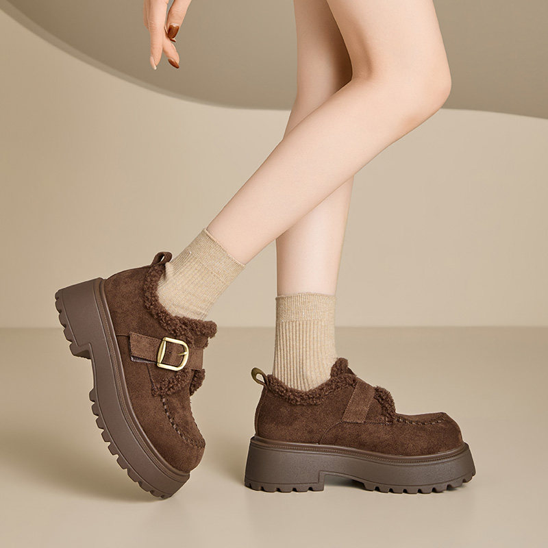 英伦风加绒厚底雪地靴女2025冬季休闲魔术贴保暖一脚蹬百搭棉鞋女,淘宝优惠券,粉丝福利购,淘宝优惠卷