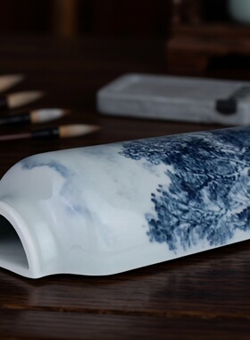 贵和祥复古青花山水赏壁挂花插