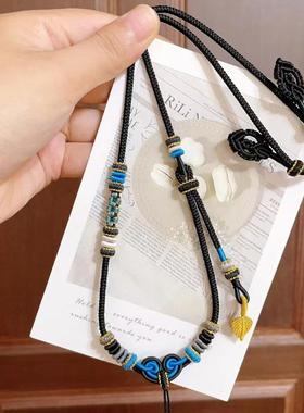 DIY纯编绳绿色双挂双悟空结酒窝结桃花结金叶子可配饰品