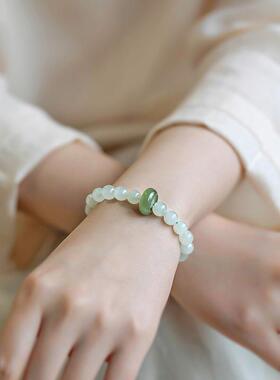 亚马逊和田玉晴水色湖水绿手链 简约百搭手串送礼物女友闺蜜手链