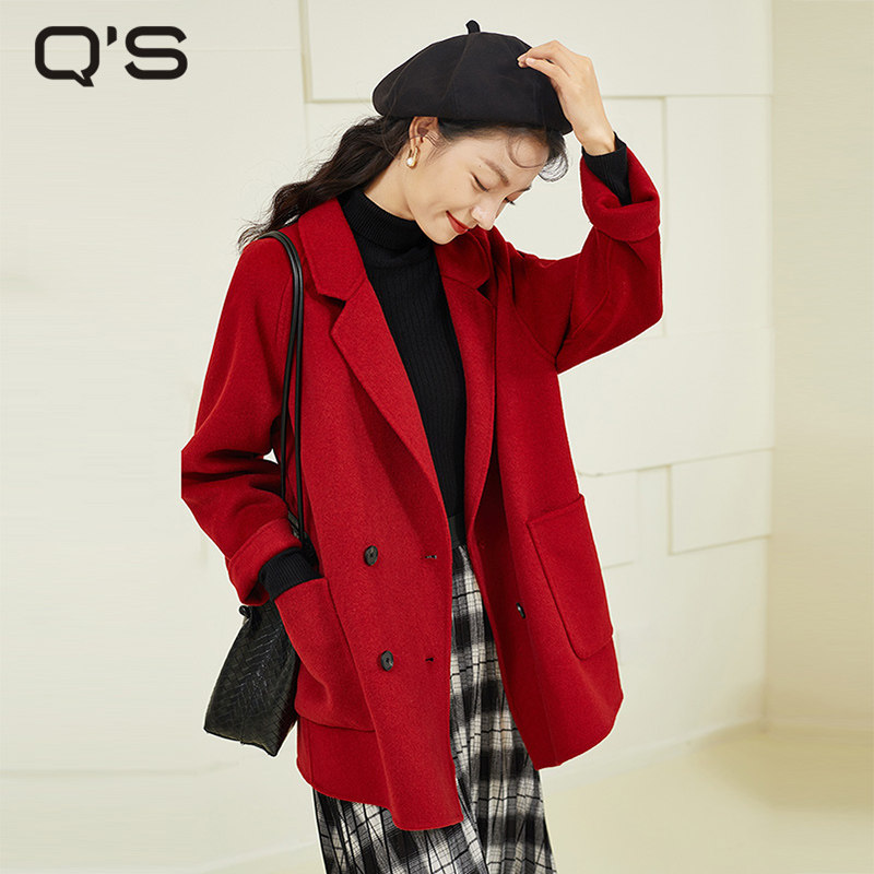 qs秸熙双面通勤冬季毛呢西装呢大衣 秸熙服饰毛呢外套