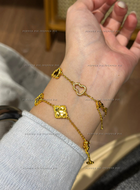 辣椒派 精工CNC双面蕾丝布布碎冰冰葫芦手链女2025镀黄金款配饰