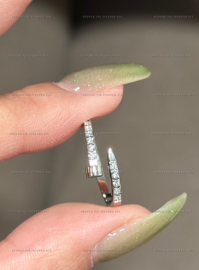 辣椒派 水洗不掉色钉子镶钻戒指女 极细钛钢镶嵌工艺碎钻戒指