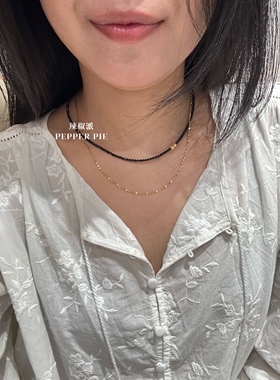 辣椒派秋冬复古 细腻极细碎钻感满天星项链女 似有似无毛衣链钛钢