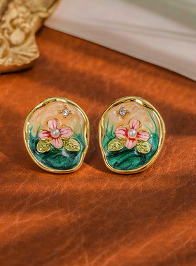 莫奈花园中古风天然巴洛克珍珠耳