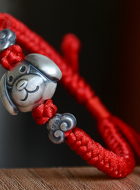 纯银红绳老江湖貔貅编制
