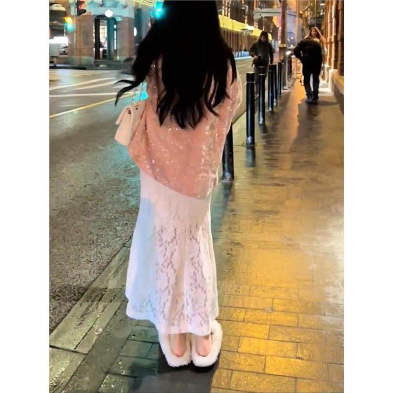 优雅温柔风百搭白色鱼尾蕾丝裙2025秋季新款洋气氛围感显瘦半身裙,淘宝优惠券,粉丝福利购,淘宝优惠卷